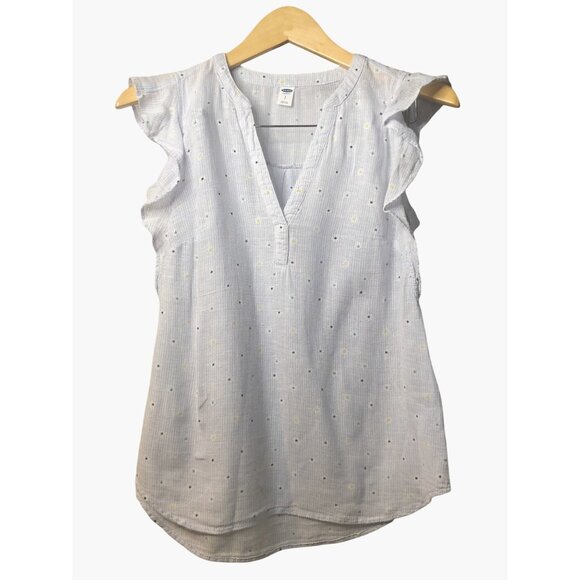OLD NAVY- WOMEN'S BLUE LIGHT WEIGHT V-NECK TOP SIZE SMALL - Picture 1 of 6